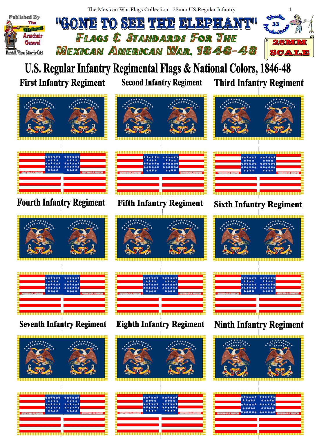US Infantry Regimental & National Colors (28mm)